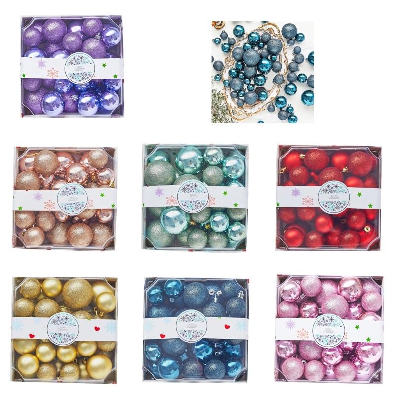 1 Box Shatterproof Decorations Balls Stylish Christmas Tree Round Shaped Balls Decor Home Creative Decoration Gifts