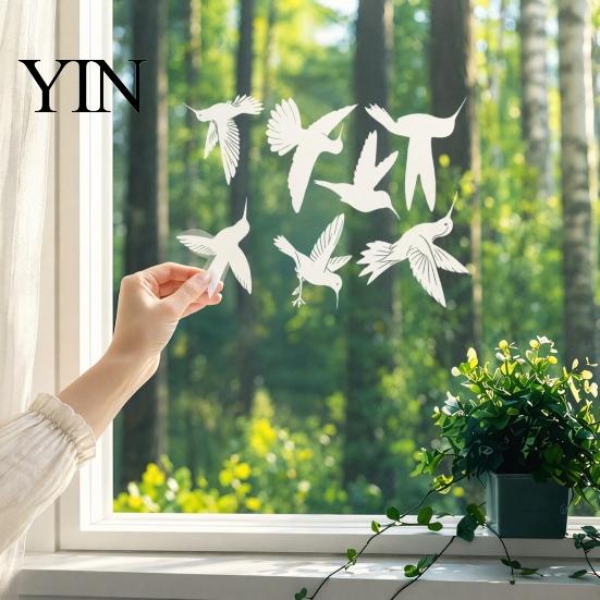Dekorative Fensteraufkleber Weiße Kolibris Aufkleber gegen Vogelkollisionen, Anti-Kollisions-Haftfolien Aufkleber, Schlag Indoor Blendungsreduzierung Prävention Glas