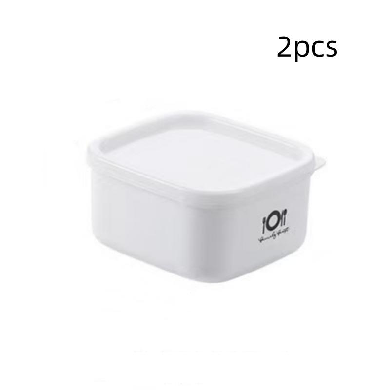 2pcs/White Rectangular Sealed Fresh-Keeping Box Refrigerator Food Storage Box