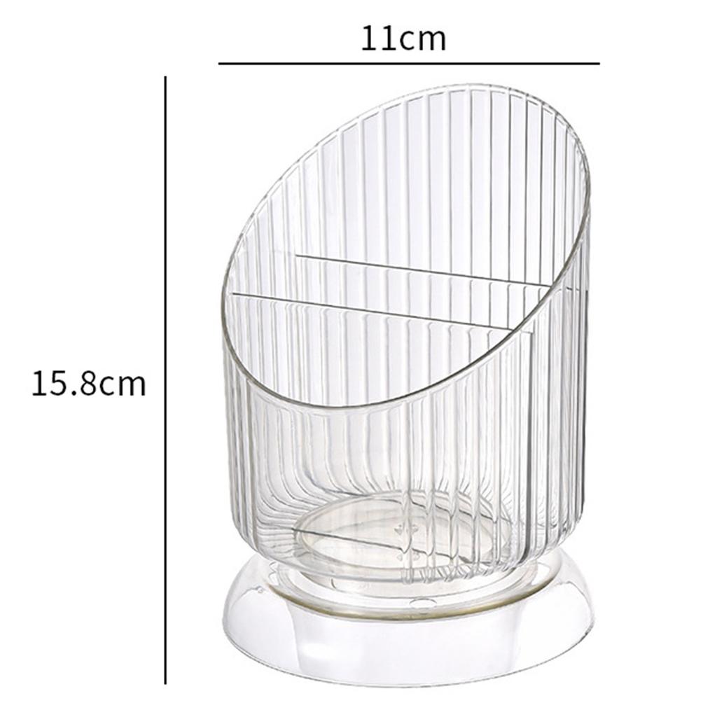 Makeup Brush Holder Organizer Plastic Transparent Round Makeup Brush Storage Holder Cup for Pen Pencil White Free Size