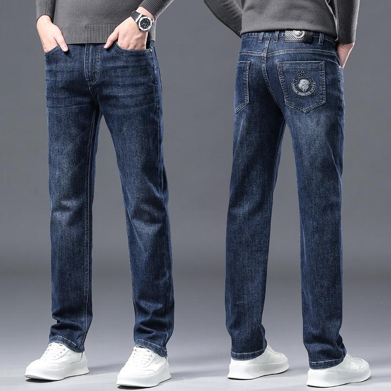 

Мужские эластичные прямые джинсы с вышивкой — не боятся морщин, модные на весну и осень, универсальные брюки высокого качества 29 (22 inches) 110 lbs
