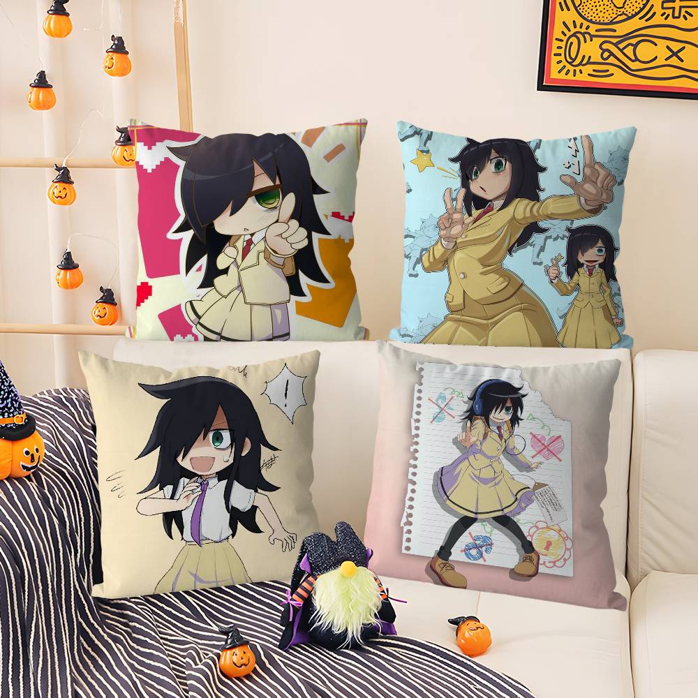 K-Kuroki T-Tomoko Pillow Case Office Sofa Dorm Chair Back Short Plush Double-Sided Printing Home Cushion Cover