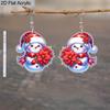 2pairs Red and Blue Christmas Snowman Acrylic Dangle Earrings, Perfect Gift for Women, Christmas Party Jewelry