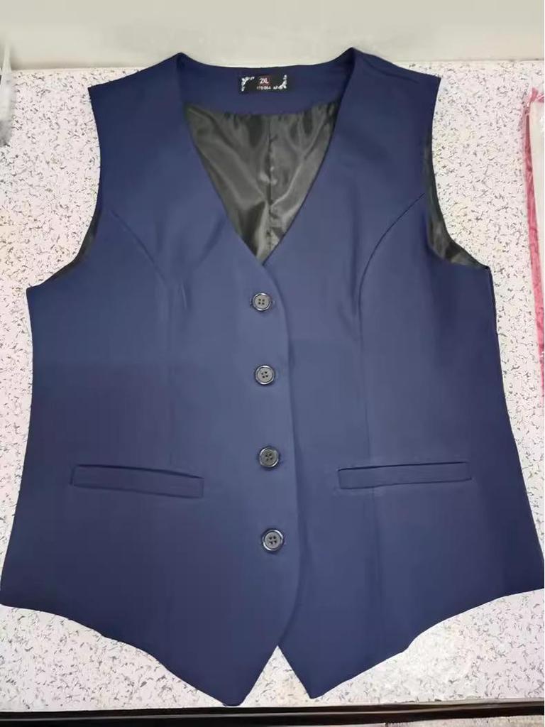 Dunkelblauer Damen Ärmelloser Professioneller Büro-Weste