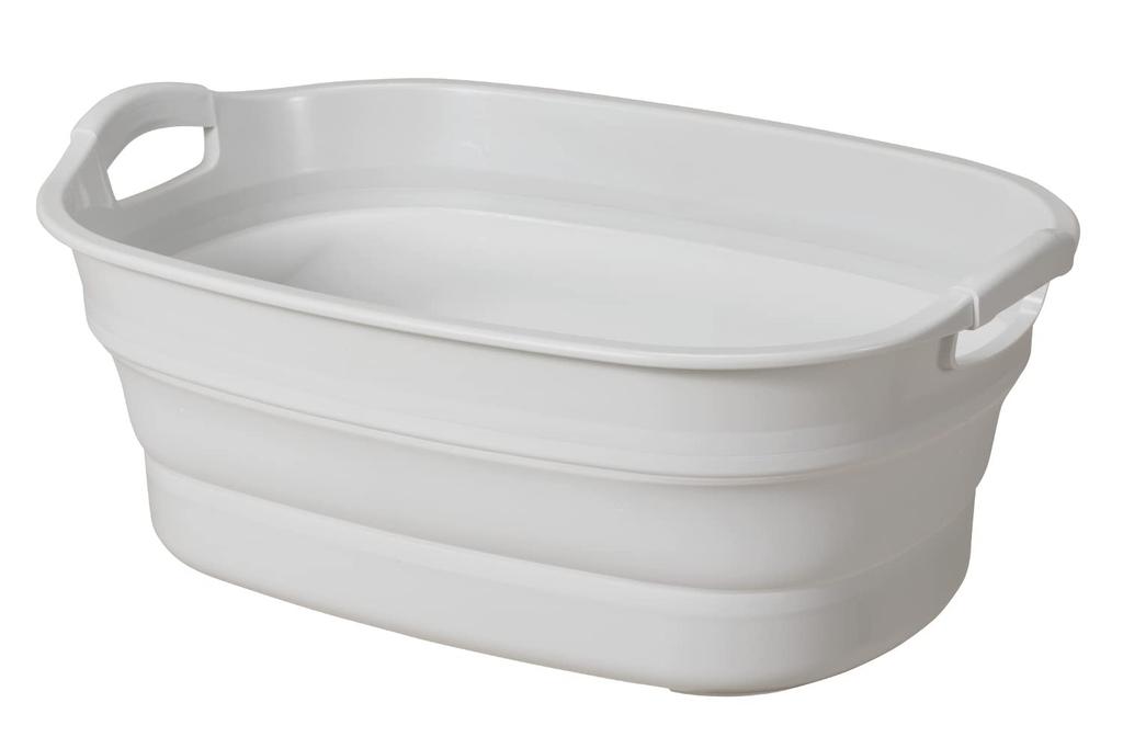 Isetou Pet Bath Soft Tub Wide Exclusive White Gray 23L Width X Depth X Height Cm Made In Japan Foldable with Drain Plug Laundry Basket Outdoor Large