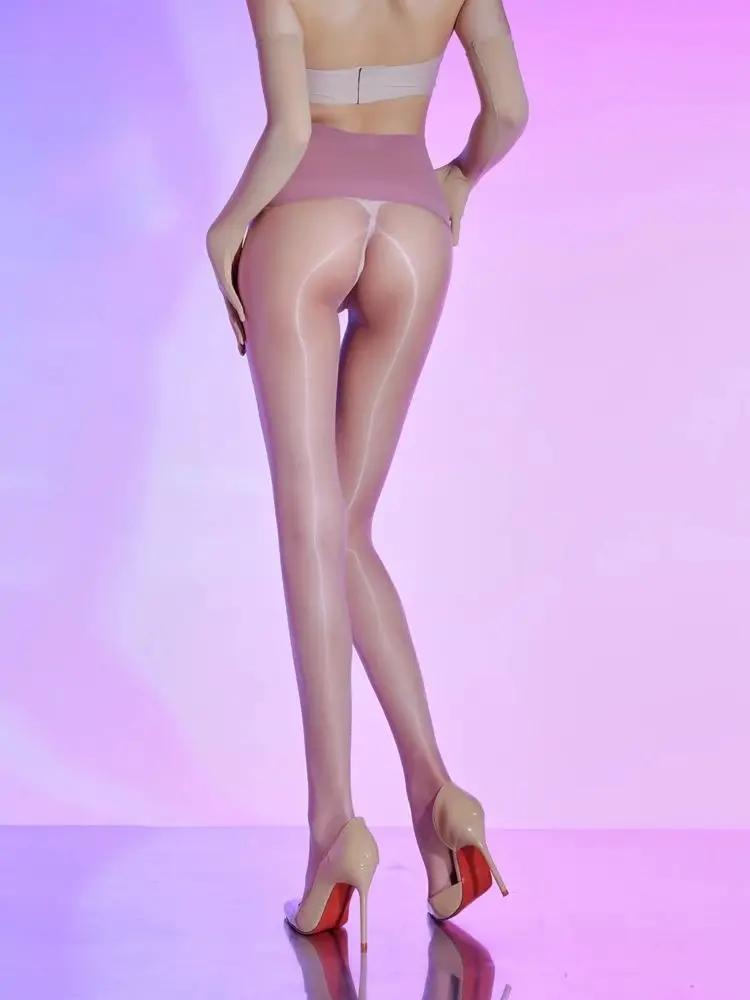 Women's Fashions Pantyhose High Waist     Elastic Tights Thin Oil Shiny Glossy Sheer Transparent Vintage Stocking Pantyhose Sexy