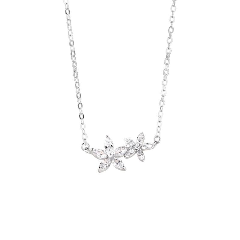 Cherry Blossom Necklace Girls Light Luxury Niche Design Sense Clavicle Chain Ins Korean Version Simple Crystal Women's