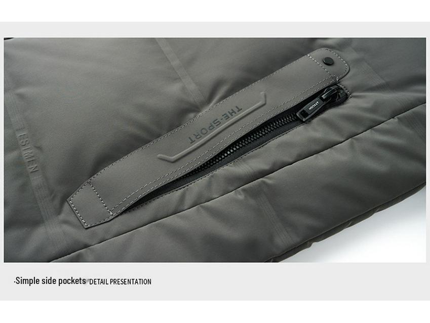 Men's Mid-Length Winter Down Jacket with Detachable Hood - Thick, Warm White Duck Down for Casual Wear