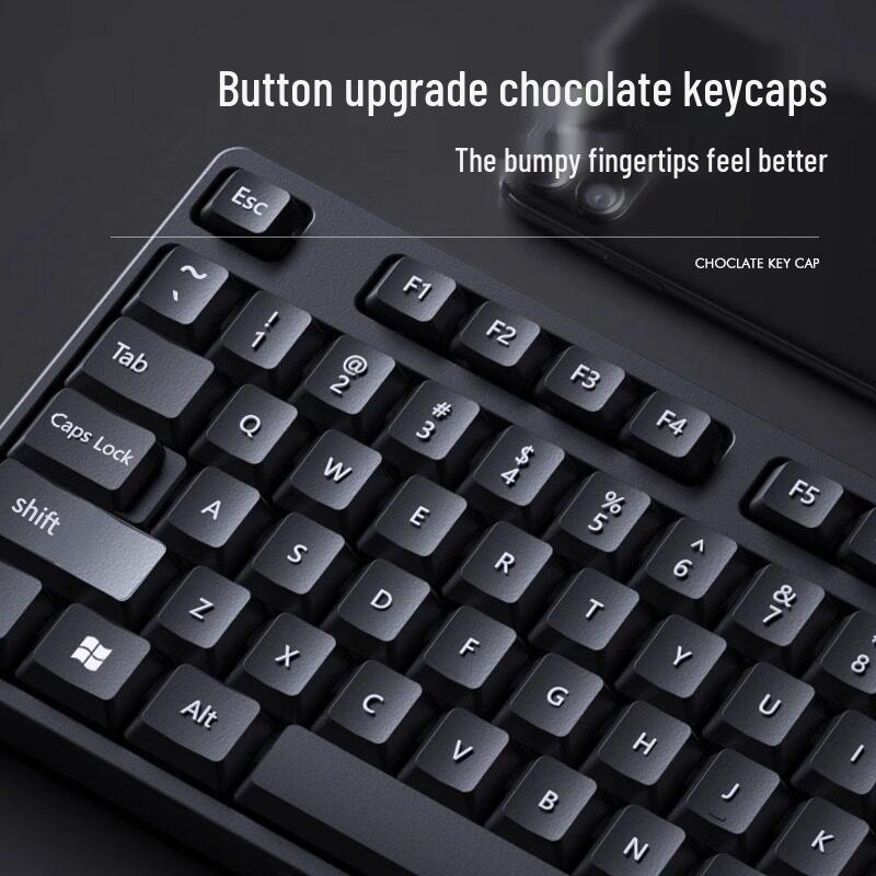 Black USB Wired Keyboard and Silent Mouse Set for Office or Gaming