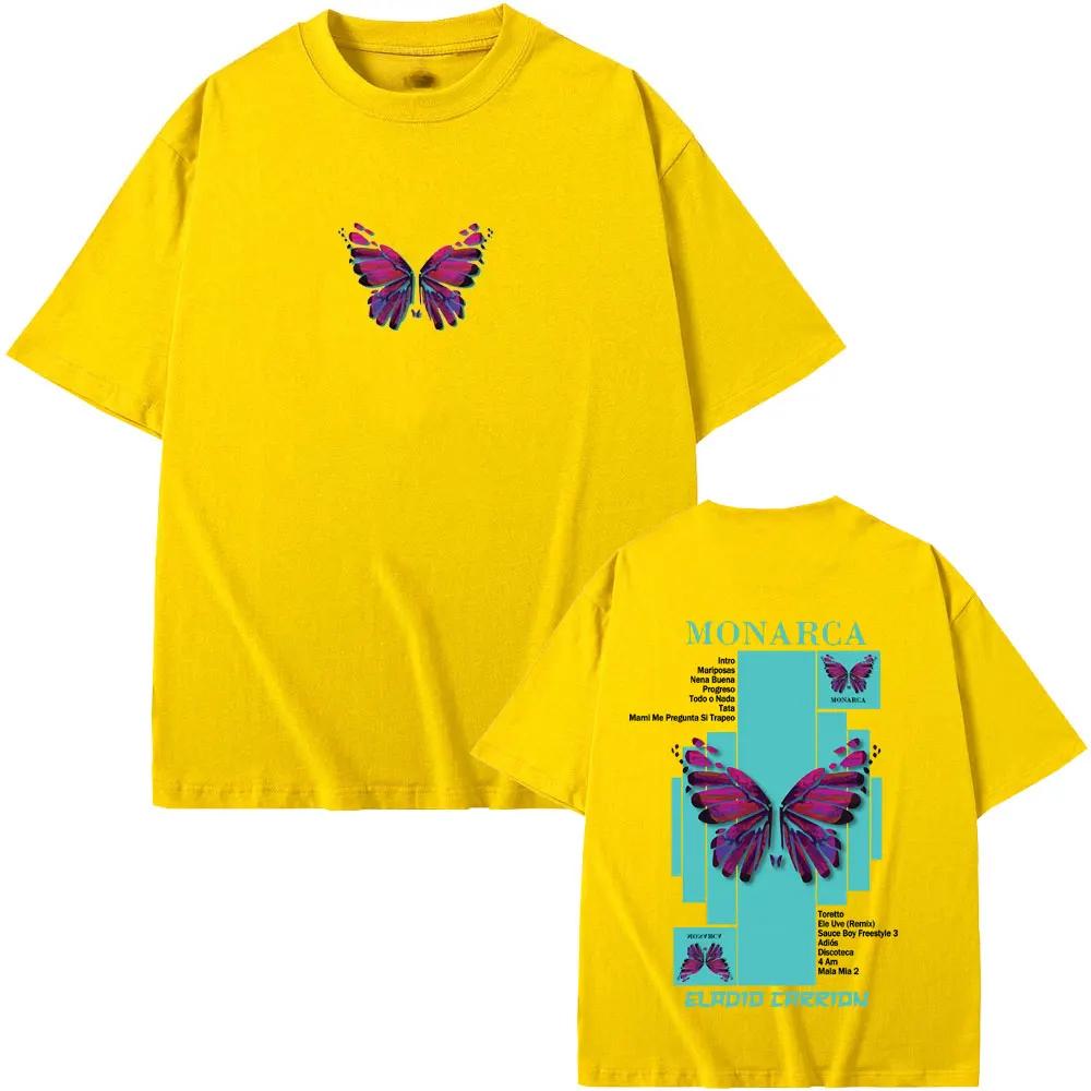 Rapper Eladio Carrion Monarca Merch Tshirt Men Women Clothing Fashion Hip Hop Oversized T Shirts Mens Casual Vintage Tshirts