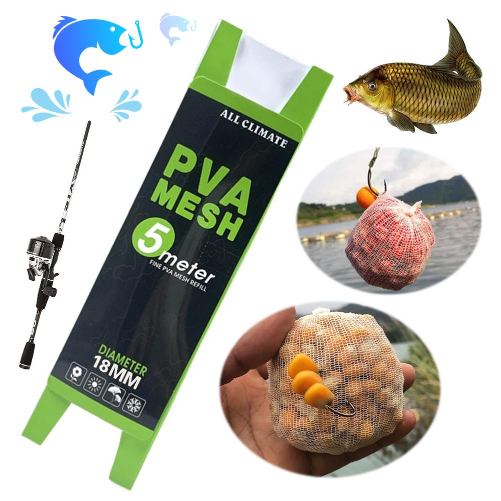 PVA Carp Fishing Mesh Water Soluble 18/25/44mmx5M Fishing Bait Bag Fishing Feeder Universal Fishing Nest Fishing Tackle Accessor