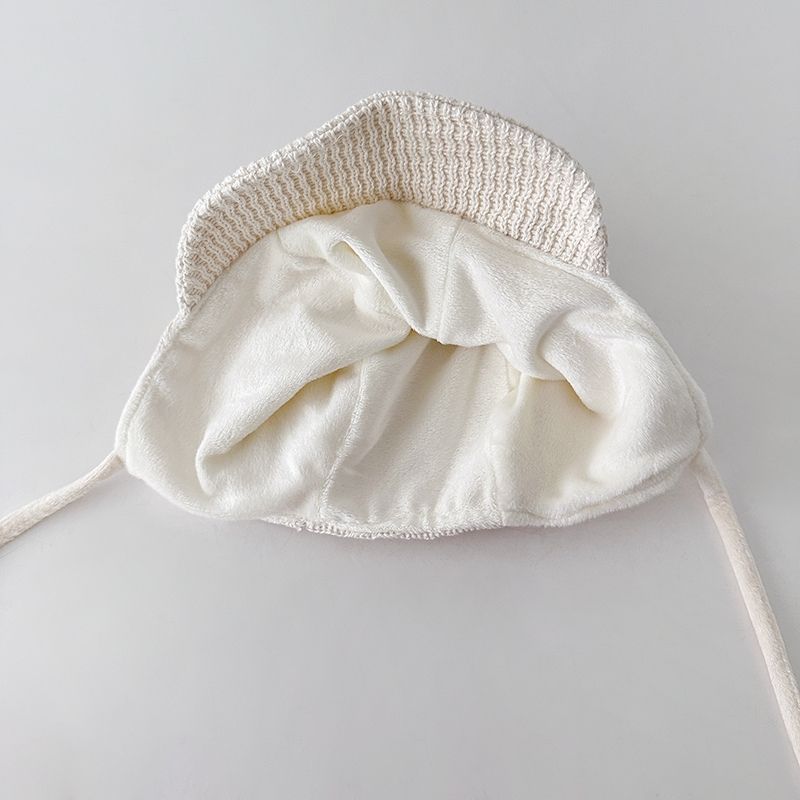 Roztomilá kreslená čepice pro miminko s medvídkem se šněrováním Novorozenecká čepice pro chlapce a dívky Zimní teplá kojenecká čepice pro batole s ochranou uší