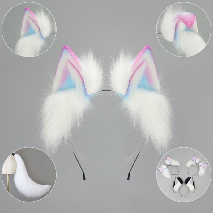 Gradients Color Plush Cats Ear Hairband Comfortable Adjustable For Anime Cosplays Halloween Costume Event Daily Style