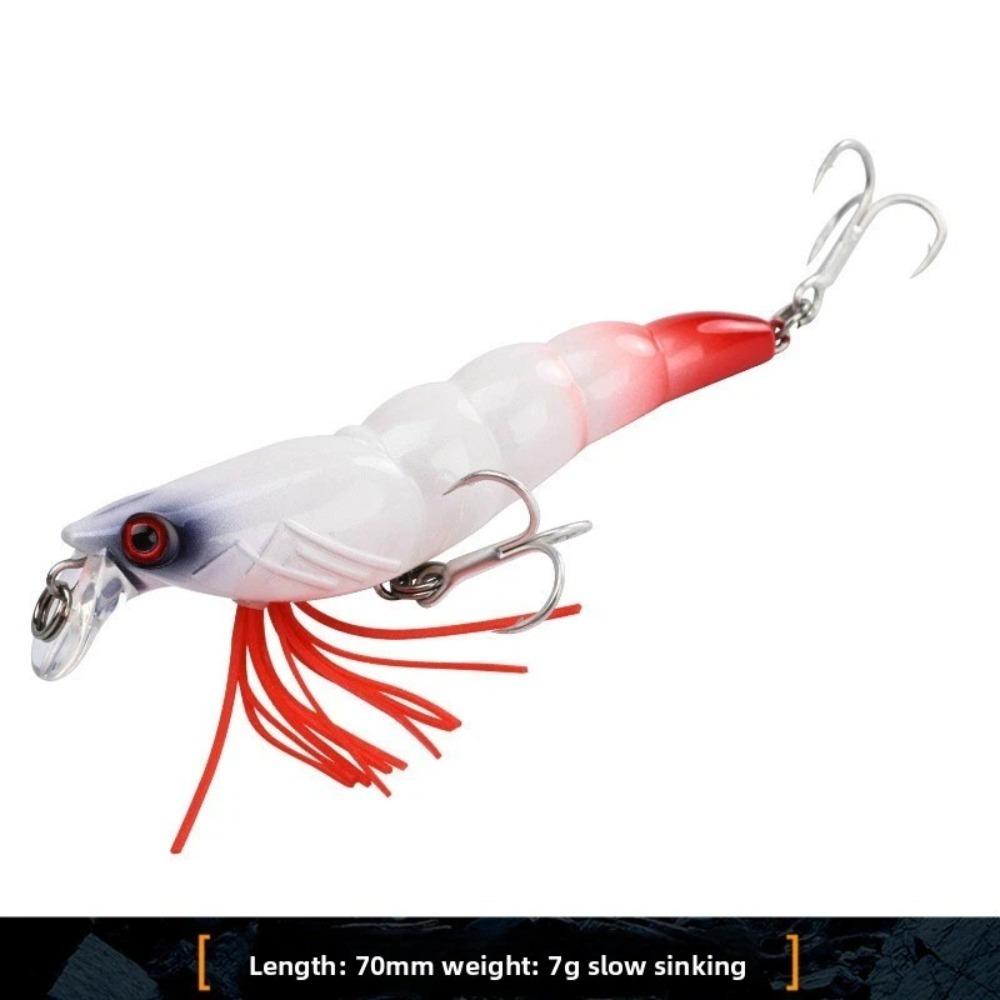 70mm Length 3D Flash Shrimp Longcast Design Shallow Minnow Slow Sinking Wobbler  Predator Fishing
