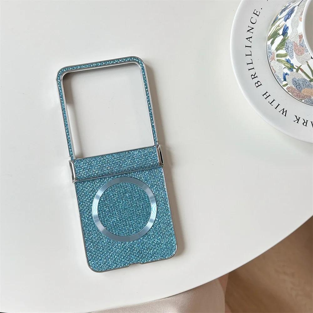 Pro bezdrátové nabíjení Magnetické pokovení Kožené pouzdro na telefon pro Motorola Razr 50 40 Ultra Moto Razr 50 Kryt s ochranou pantu