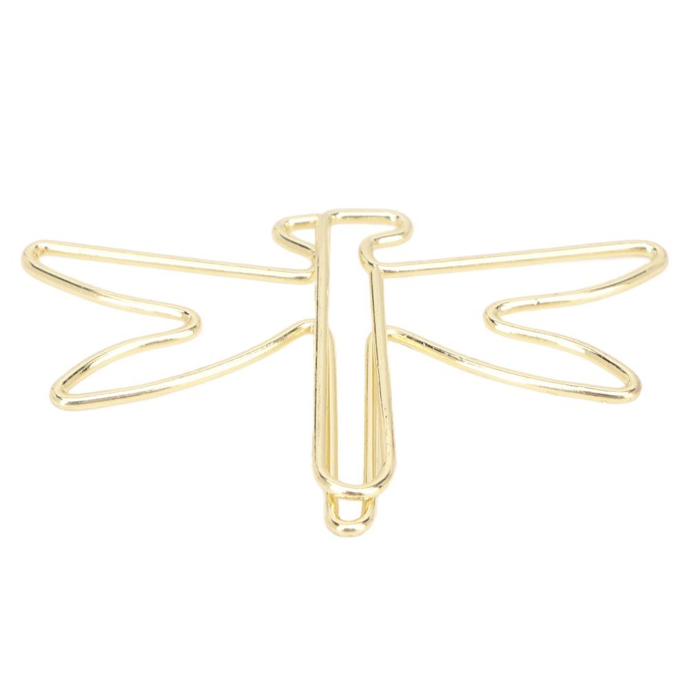 100Pcs Gold Large Cute Paperclips Dragonfly Shape Jumbo Wide Clips Office Supplies Ticket Holding