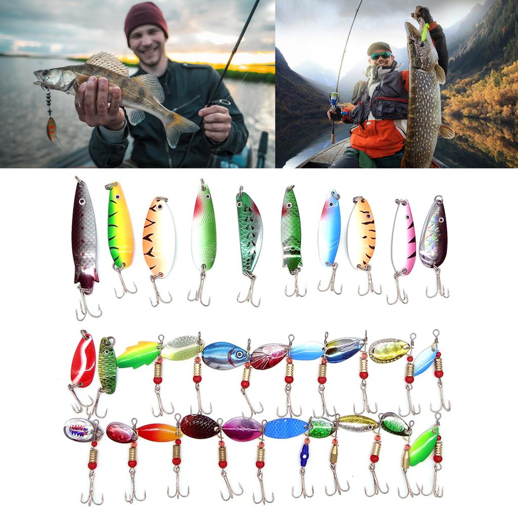 30 Pezzi Cucchiaini da Pesca per Trota Amo Triplo Esca per Trota Metal duro Esca Rotante Esca Dura Minnow Esca Durevole