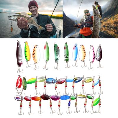 30 Pezzi Cucchiaini da Pesca per Trota Amo Triplo Esca per Trota Metal duro Esca Rotante Esca Dura Minnow Esca Durevole