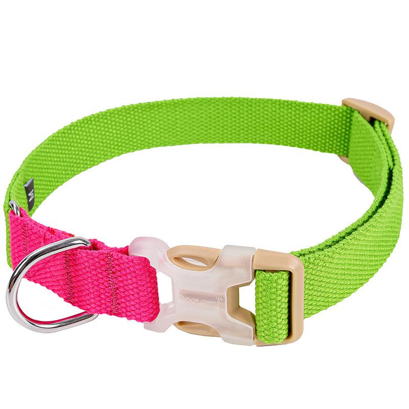 

Color matching pet collar polyester cotton webbing dog walking adjustable dog collar breathable corgi golden hair two-color collar L [Applicable to 35-22.5kg] зелёный