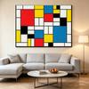 Red Yellow Blue Abstract Grid Artwork For Living Room Decor