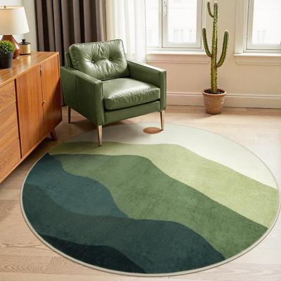 Large Round Geometric Landscape Area Rug Green Mountain Layers Living Room Bedroom Modern Decor Carpet Home Decoration