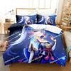 Game Genshin Impact Kamisato Ayaka Bedding Set Printed With Pillowcase Bed Duvet Cover Soft Single Double Queen Super King Size