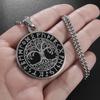 Fashion Personality Tree of Life Round Brand Pendant Necklace Creative Stainless Steel Necklace Jewelry for Men and Women