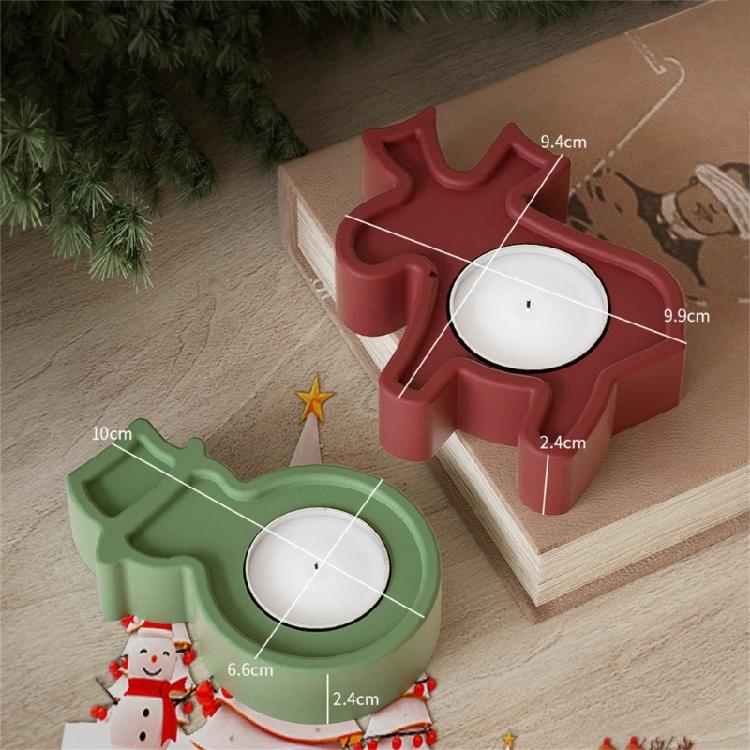 Plaster Candle Holder Silicone Mold Christmas Themed Candlestick Mold Gypsum Candle Stand Jewelry Crafting Mould