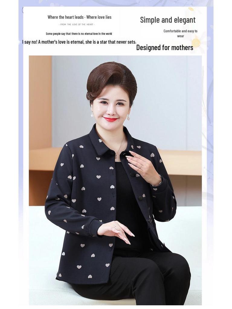 Mittellanger bedruckter Trenchcoat für Damen: Neuer 2025 Frühling & Herbst Mode-Cardigan für Mittelalte & Ältere