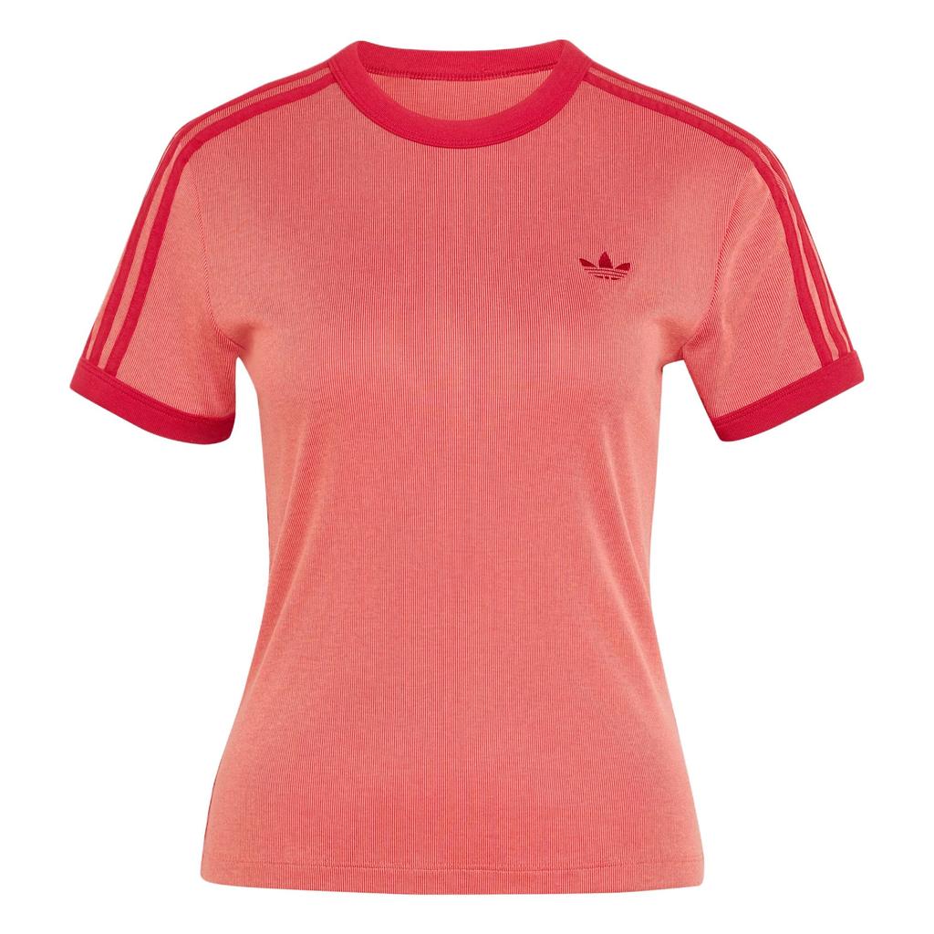 Adidas Originals 3 Stripes T Shirts Women's Orange Red Crew Neck Moderate KS9989
