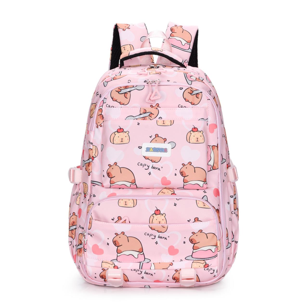 

Primary school students new backpack to reduce the burden of leisure, cute large-capacity campus backpack, cartoon refrigerator door рожевий