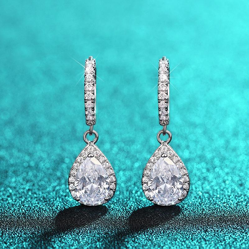 Light Luxury Water Drop Design Earrings For Women, Zircon-Inlaid Fashion Geometric Earrings, Popular Engagement Jewelry