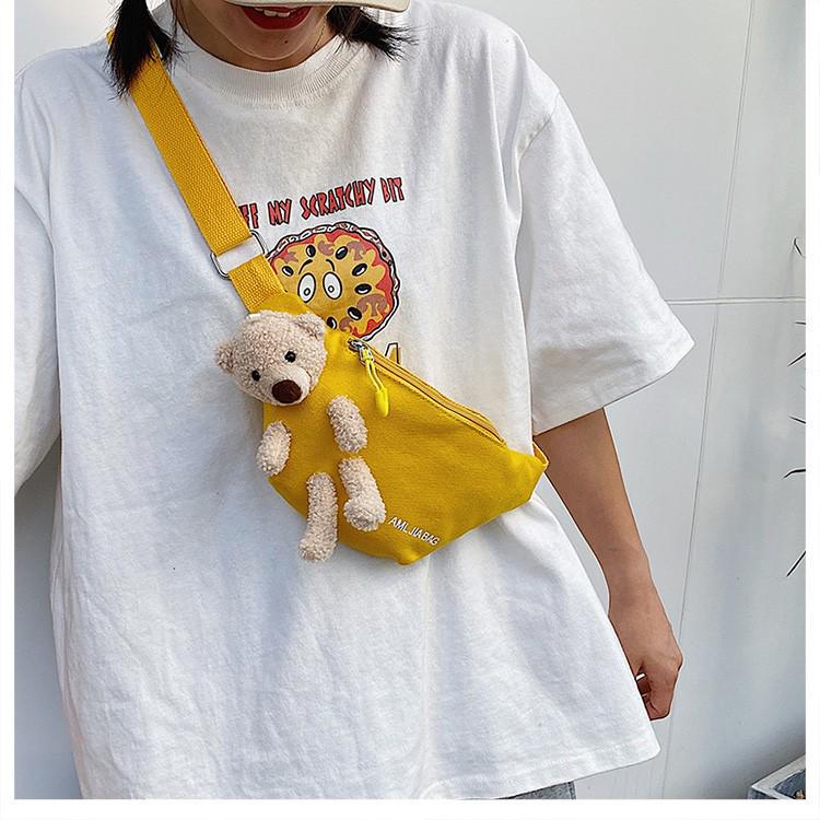 

2025 Trendy Cartoon Canvas Crossbody Waist Bag for Women – Cute Dumpling Shape Chest Bag жёлтый
