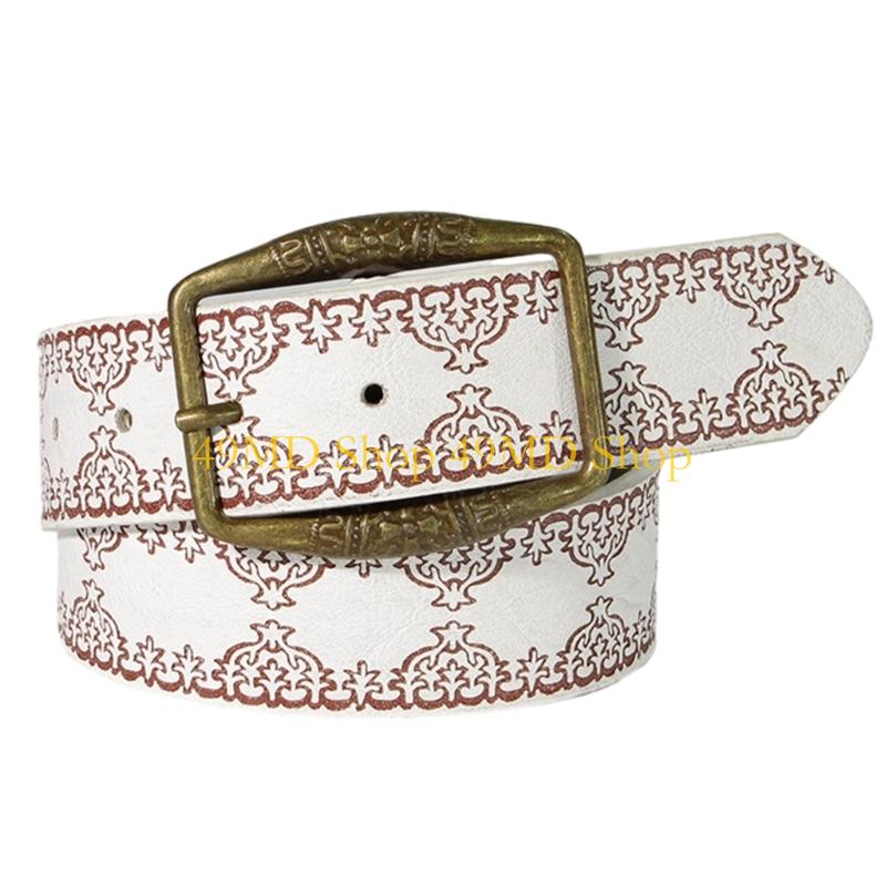 49MD Vintage Antique Buckle Belt for Jeans Dress Women Engraved PU Leather Waist Belt