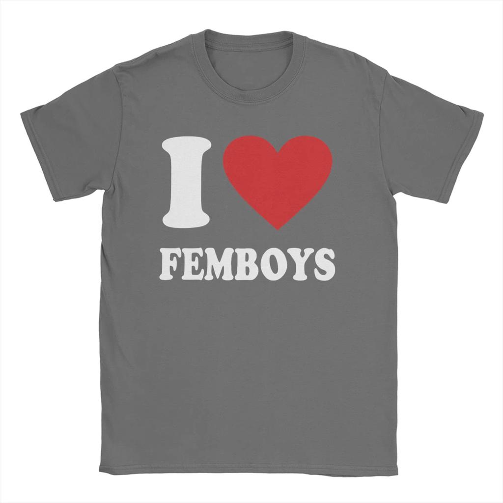 Fun Hot Selling I Love Fembos Printed Pattern  Highquality Mens Cotton Short Sleeved Round Neck Tshirt Casual Mens Top