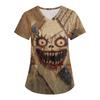 Women's Printing Uniform Work Uniform V-neck Pockets Basic Short Sleeve Pullover Top