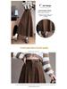 Women's High Waist Corduroy Midi Skirt - 2025 Autumn Winter Korean Style, Large Flare Pleated Design
