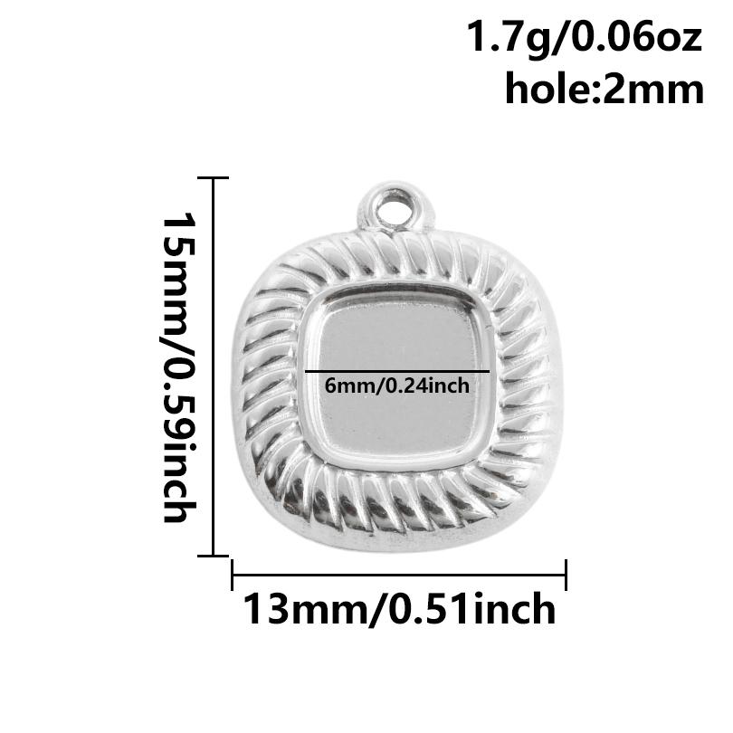 6 Stück Nicht verblassend Oval Quadrat Herz Anhänger Leere Tablett Basis Fassungen DIY Schmuckherstellung Zubehör Edelstahl Anhänger Charm Großhandel