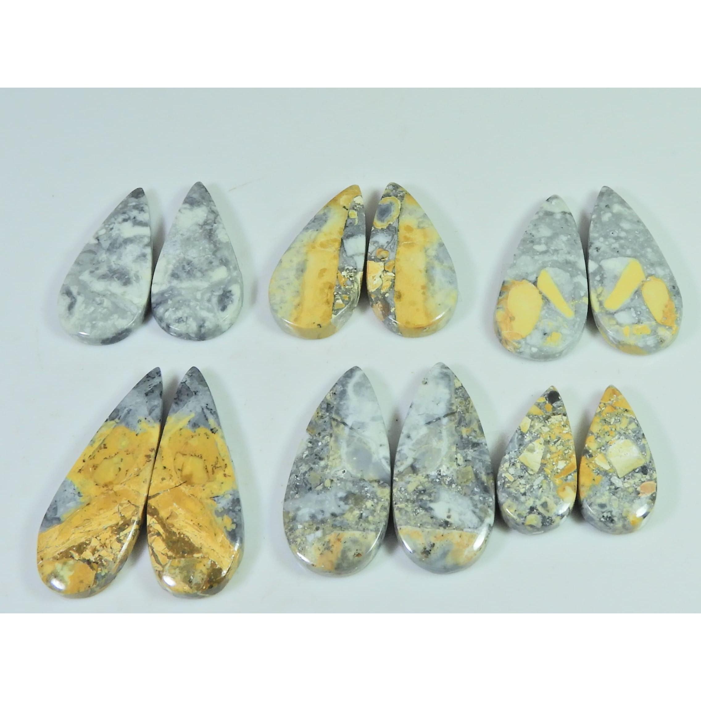 

157Cts. Natural Malingano Jasper Pair Pear Cabochon Gemstone 6 Pair Lot C-364