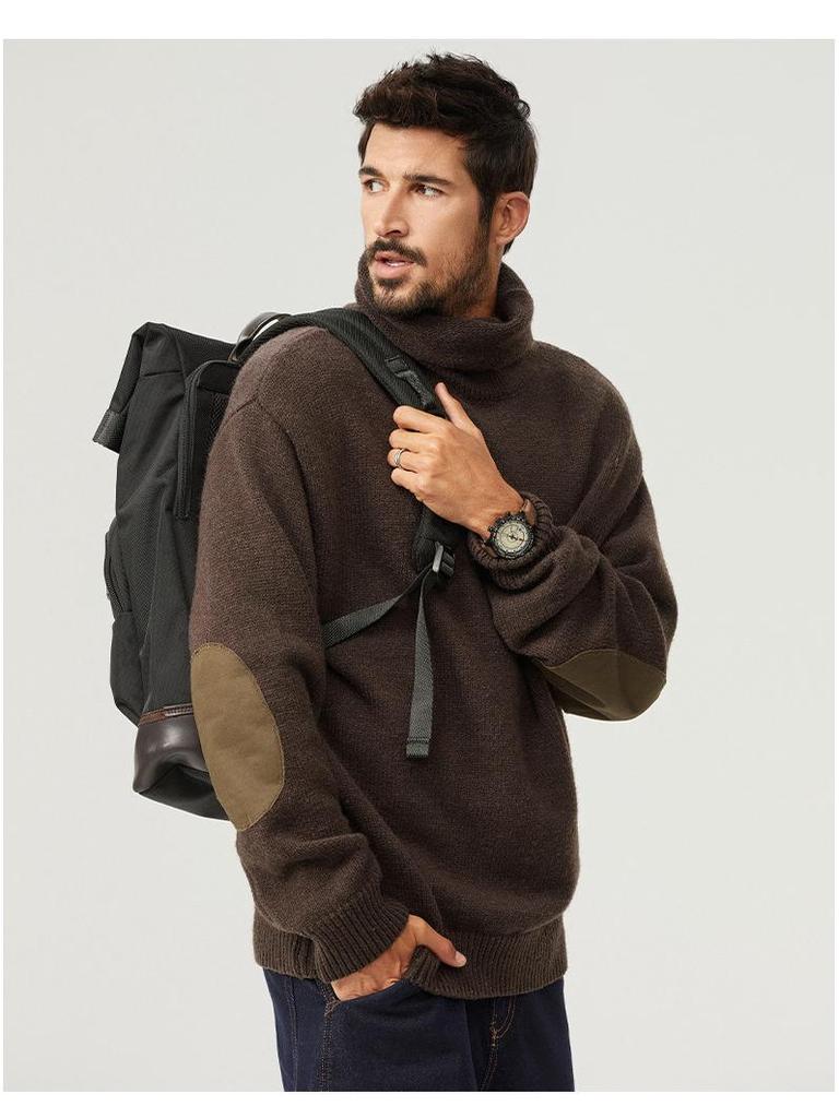 Męski Sweter Retro z Grubym Golfem - Jesienno-Zimowa Odzież Dzianinowa Casual