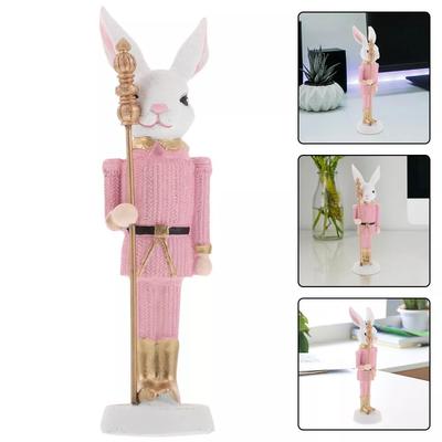 1Pc Easter Rabbit Nutcracker Resin Bunny Figurine Sculpture Holiday Nutcracker Doll
