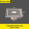 Drains 10*10cm Solid Brass Chrome Silver Shower Drain Bathroom Square Cover Anti-odor Hair Strainer Balcony Floor DrainBS-8109A