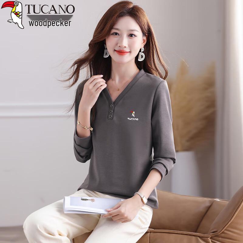 Woodpecker Women's V-Neck Long-Sleeve Casual Top