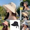 Summer Wide Brim Sun Hat With Butterfly Bow Polyester Sunshade For Outdoor Fashion