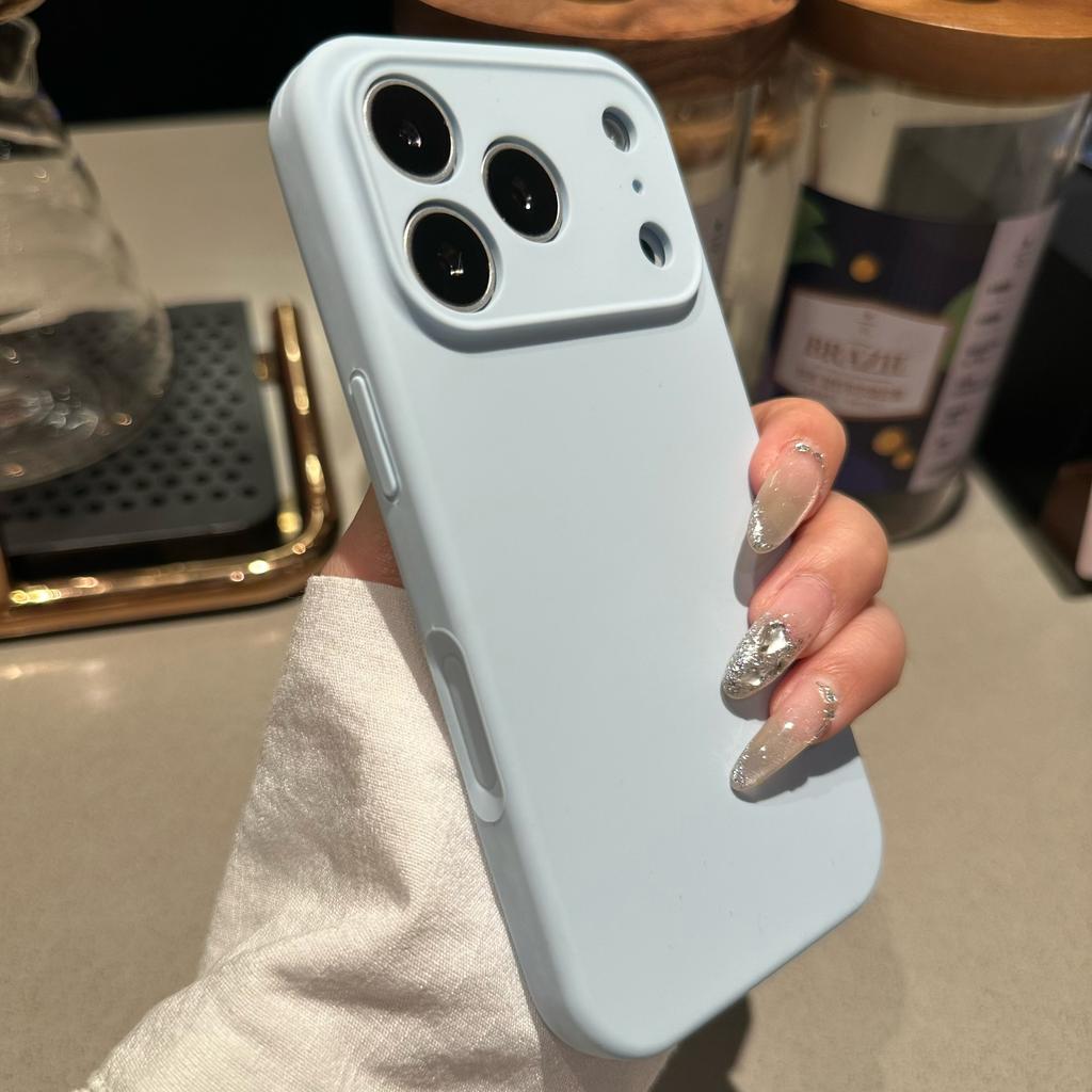 Fine hole liquid silicone is suitable for Apple 17PROMAX integrated button mobile phone case iPhone16 solid color protective case.