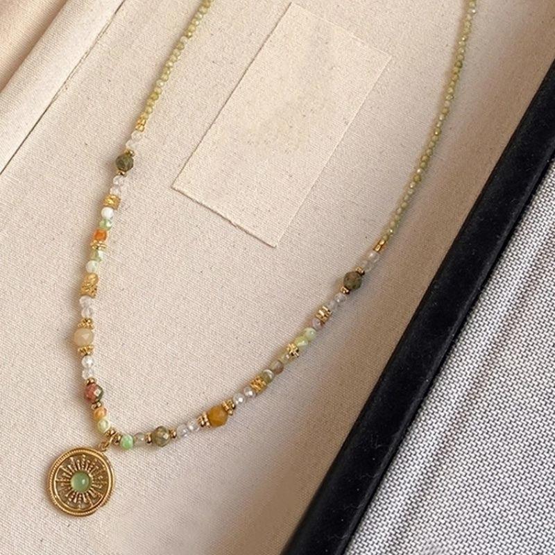 Small Fresh Natural Stone Bead Necklace Jewelry Women'S Stacked Clavicle Chain Trendy Accessories For Young Girls