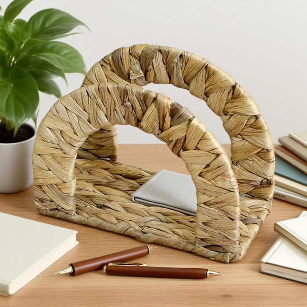 Cocktail Napkin Holder Water Hyacinth Kitchen Napkins Holder for Table Farmhouse Decorative Storage Organizer for Restaurant