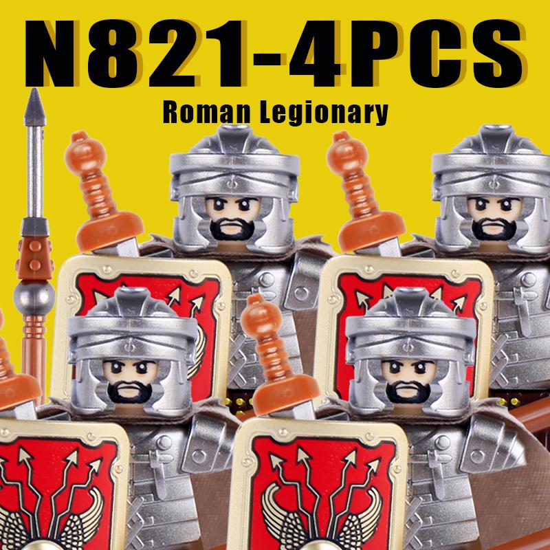 Medieval Military Rome Knights Building Blocks Castle Army Warrior Soldier Figures Crossbowman Shield Sword Legion Bricks Toys