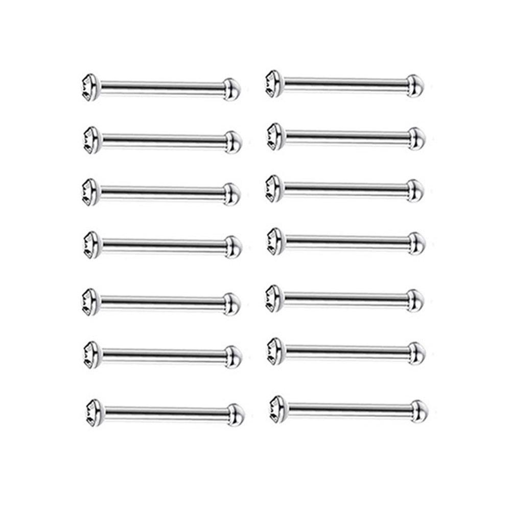 Curved Stainless Steel Rhinestone Nose Studs, L-Shaped Piercing Jewelry, 10-Pack