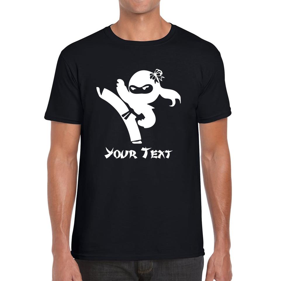 Personalised Ninja Girl Your Text Retro Ninja Warrior Martial Arts Judo Karate MMA Mens Tee Top L